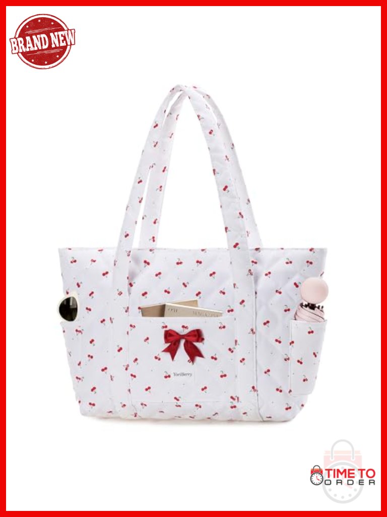 Quilted Floral Tote Bag With Zipper Cotton Patchwork Shoulder Bag